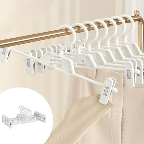 Pant Skirt Hangers with Clips 5 Pack - Space Saving Stackable Shorts Hangers with Clips - Non-Slip, Adjustable for Women, Men