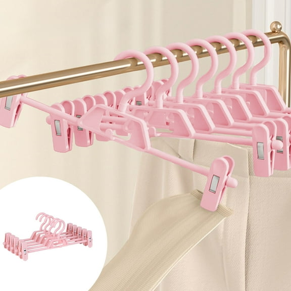 Pant Skirt Hangers with Clips 5 Pack - Space Saving Stackable Shorts Hangers with Clips - Non-Slip, Adjustable for Women, Men