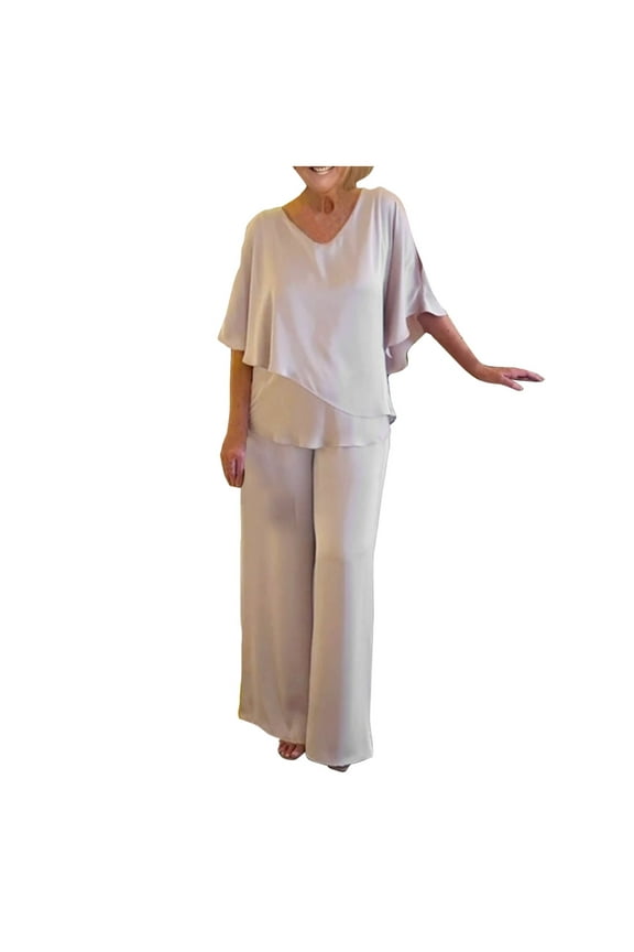 Pant Suits for Women Dressy Women's Festive Elegant 2 Piece Pants Suit Dressy Pant Suits for A Wedding plus Winter Gear Women Pants Formal Evening Weddings Petite Brown L