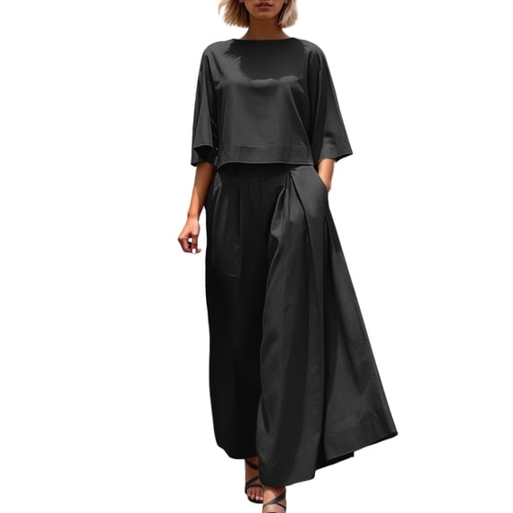 Pant Suits for Women Dressy Women's Trousers Suit Casual Wear Loose Fit Wide Leg Pants With Short Sleeve Womens Bibs Overalls Insulated Womens Tuxedo Suit Ca Mode Jumpsuit Champagne Romper F Black XXL
