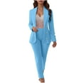 thumbnail image 1 of Pant Suits for Women Dressy Business Casual Outfits Long Sleeve Blazer Jacket Pants Sets Work Office Suits (XL, Navy), 1 of 6