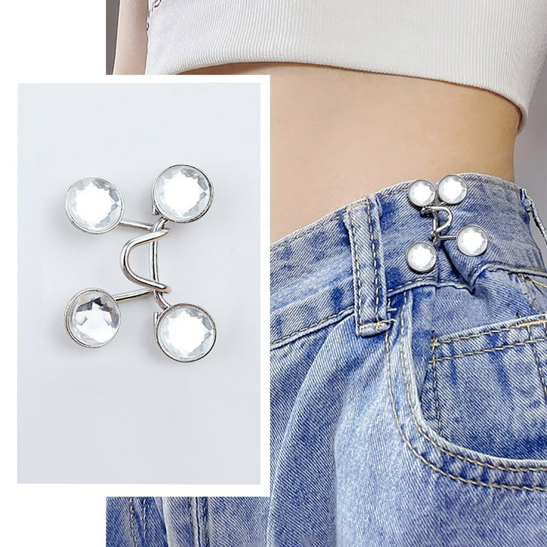 Pant Waist Tightener Adjustable Jean Button Pins 1pc Button Clip for Pants No Sewing Required Easy to Install, Size: Metal