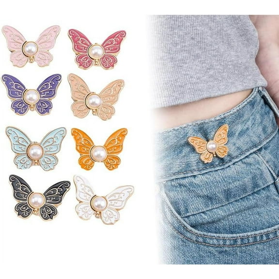 Pant Waist Tightener Flower Buttons Pins For Loose Jeans, 2025 Elegant Flower Waist Tightener Clips – Adjustable Jean Buttons for Loose Pants, Removable Decorative Pins for Women