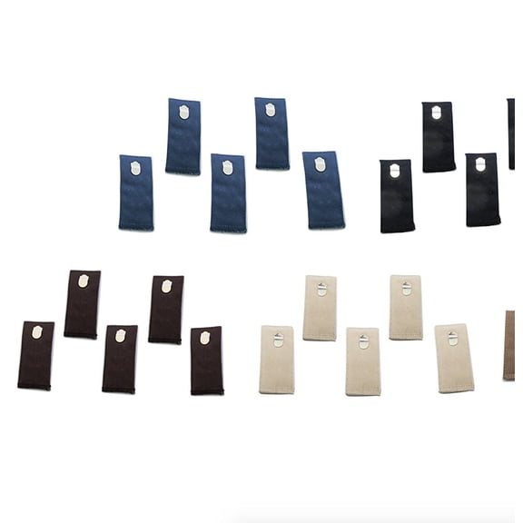 Pant Waistband Hook Extender Set of 25 (Includes 5 x Black, 5 x Brown, 5 x Taupe, 5 x Navy Blue, 5 x Khaki Cotton Extensions) - Adjustable, Sturdy, Instantly On & Off in Seconds