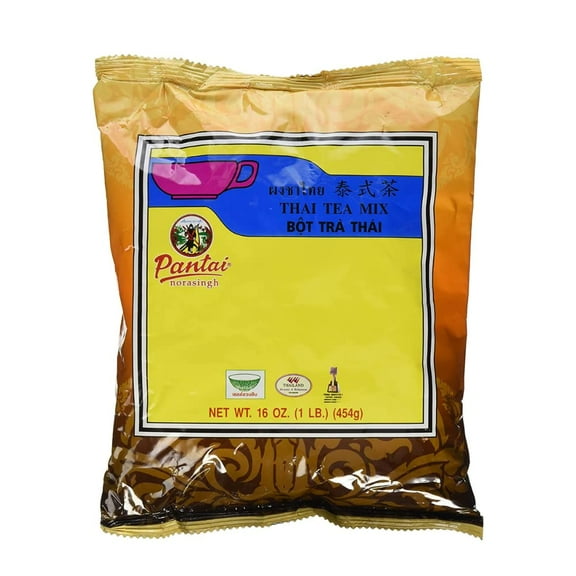 Pantai Norasingh Thai Iced Tea Mix 454Gm | Ideal For Making Lemon Ice Tea, Boba Tea, Green Thai Tea Bubble Tea, Milk Thai Tea Imported Thai Mix. (Pack