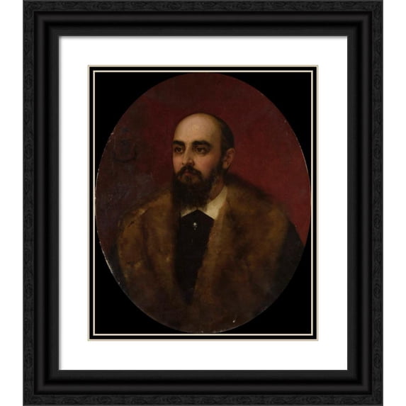 Pantaleon Szyndler 12x14 Black Ornate Wood Framed Double Matted Museum Art Print Titled: Portrait of a Man -Ludwik Krasiński