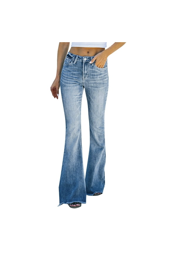 Pantalon Lin Femme High Waist Fashion Distressed Casual Women's 90’ S Flare High Rise Skinny Jeans Jeans Pants on Pants Women Size 9 Corduroys Women Size 12 Jean for plus Jean Leggings for White XL