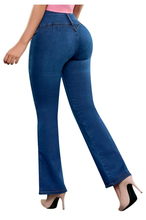 Pantalones Colombianos Levanta Cola | Butt Lifting Colombian Jeans Boot Cut | High Rise Waisted Push Up | 527BB