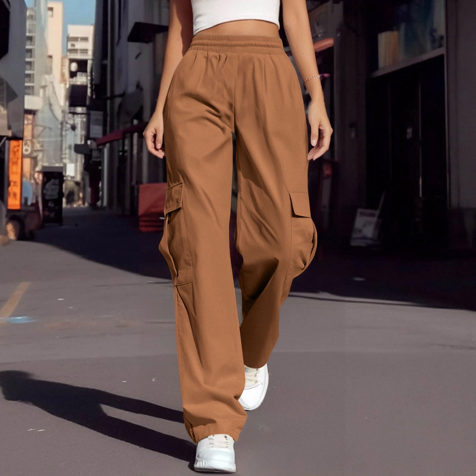 Pantalones Para Mujer Women's Casual Solid Color Pants Straight