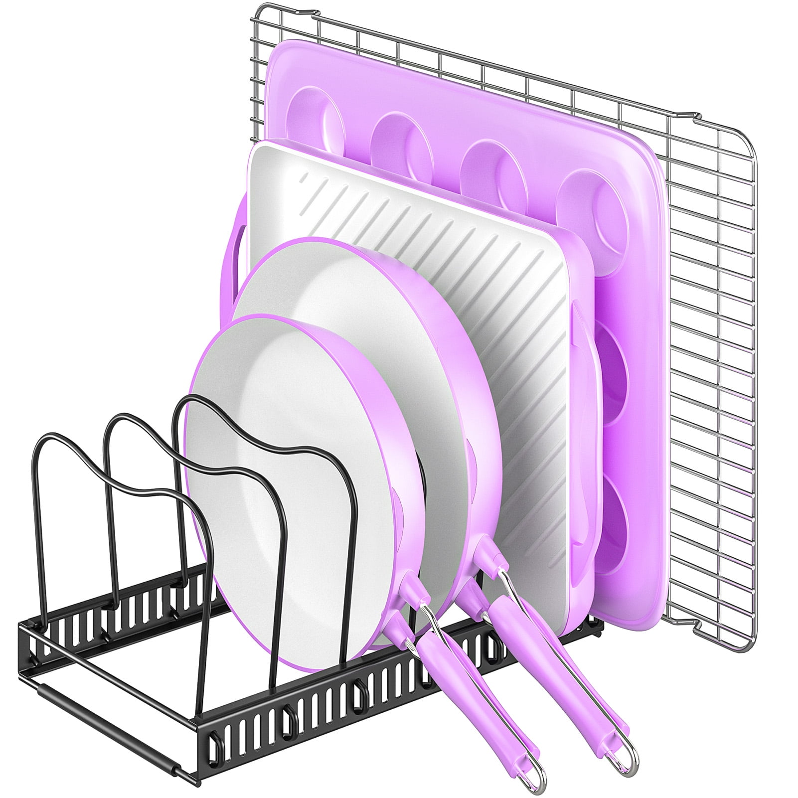 Pantasia Pots and Pans Organizer, Expandable Cutting Board Pot Lid