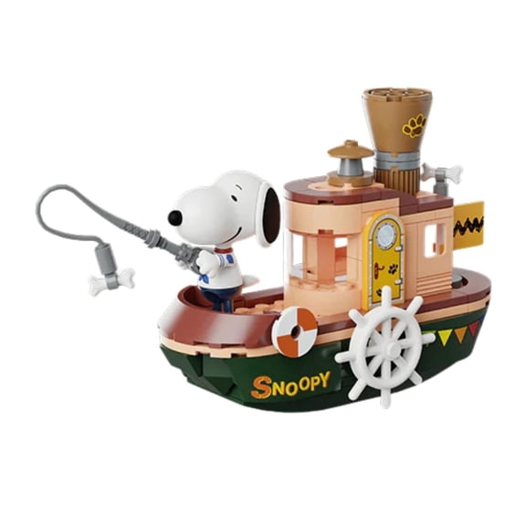 Pantasy Peanuts Snoopy Where We Go Series: Steam Boat Building Block Set 124 Pieces