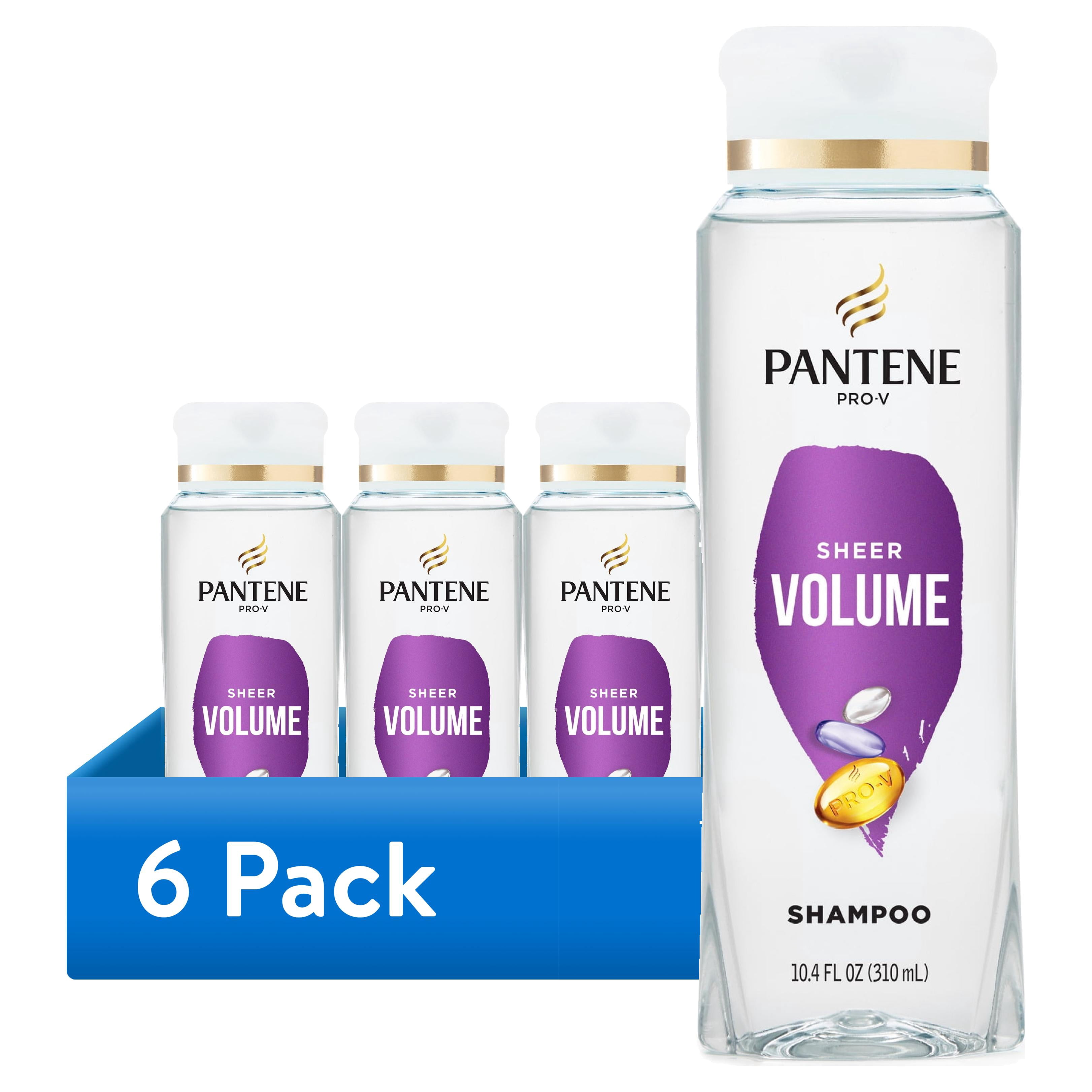(6 pack) Pantene Pro-V Shampoo, Volume and Body, All Hair Types, 10.4 fl oz