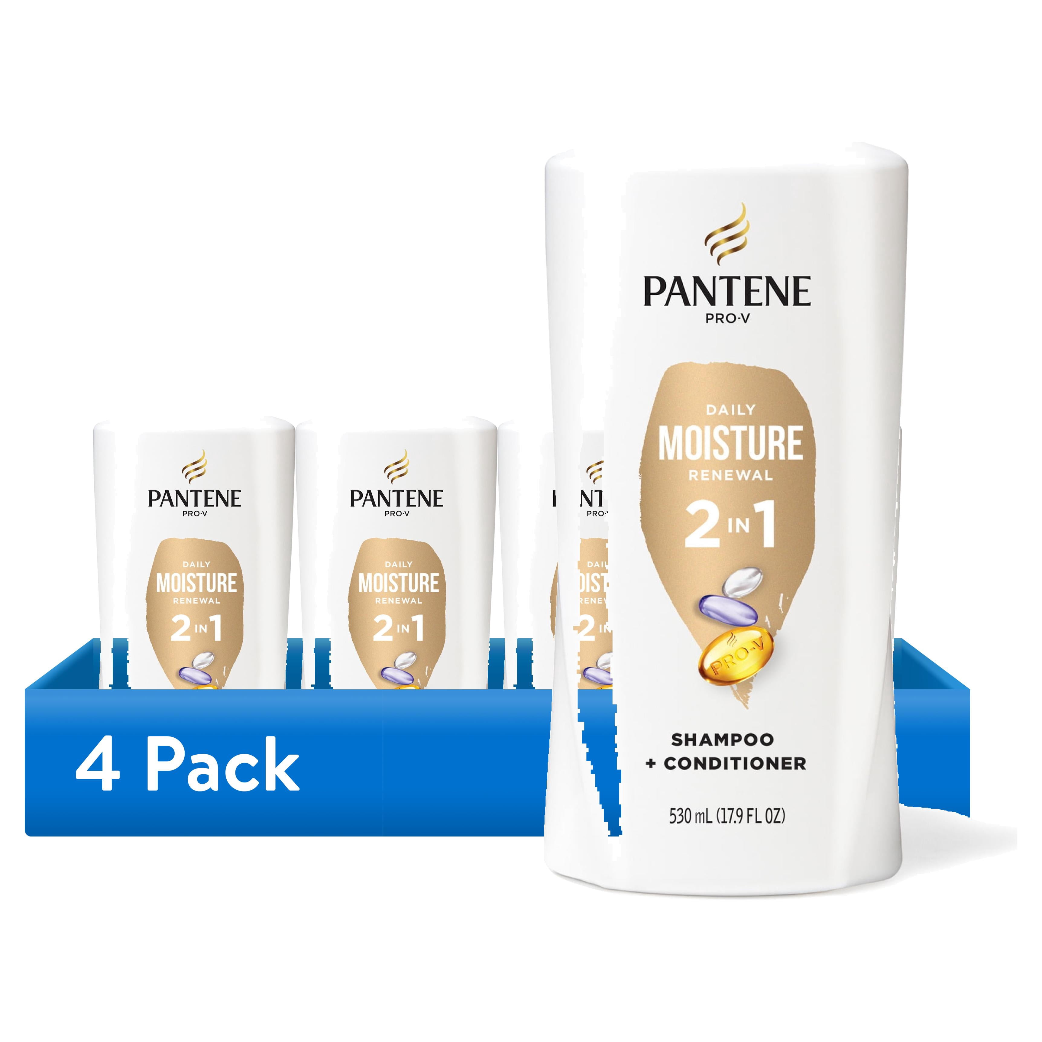(4 pack) Pantene Pro-V Daily Moisture Renewal 2 in 1 Shampoo and Conditioner, 17.9 fl oz