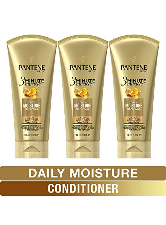 Pantene, Conditioner, Pro-V Daily Moisture Renewal for Dry Hair, 3 Minute Miracle, 6 Fl Oz (Pack of 3)