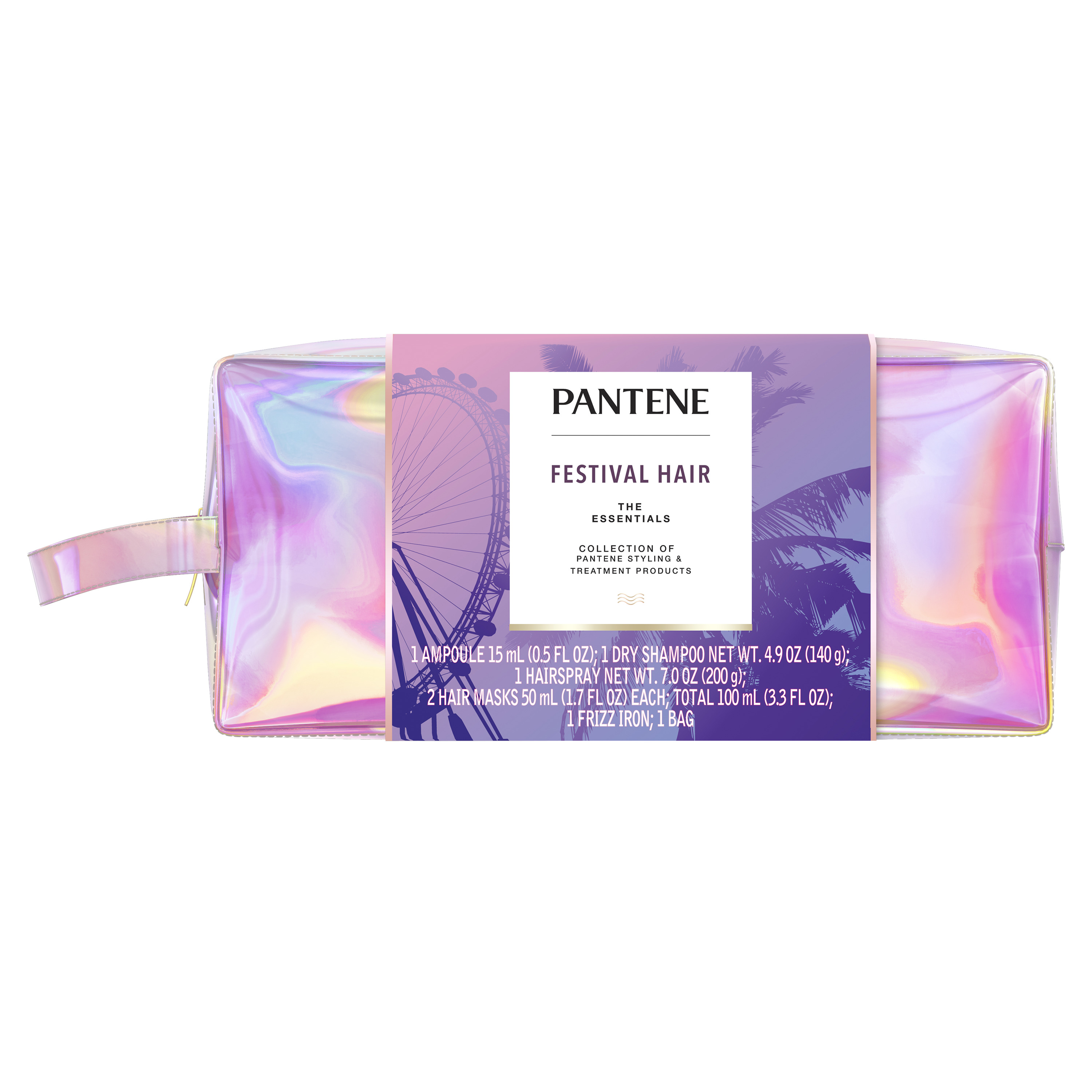 Pantene Festival Hair Kit – Dry Shampoo, Hairspray, Nourishing Mask, Rescue Shot, Frizz Iron - image 1 of 8