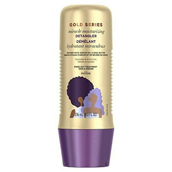Pantene Gold Series Detangler Treatment for Curly and Coily Hair with Argan Oil and Shea Butter, 8 Fl Oz