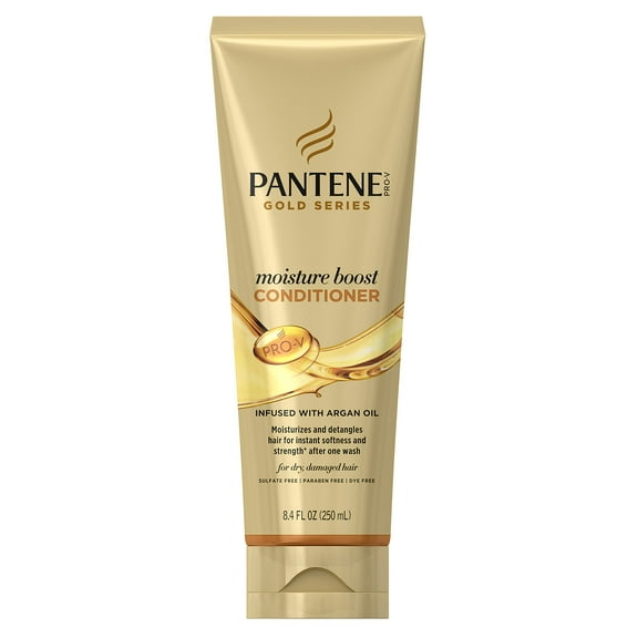 Pantene Gold Series Sulfate-Free Moisture Boost Conditioner Infused With Argan Oil For Curly, Coily Hair, 8.4 Fl Oz