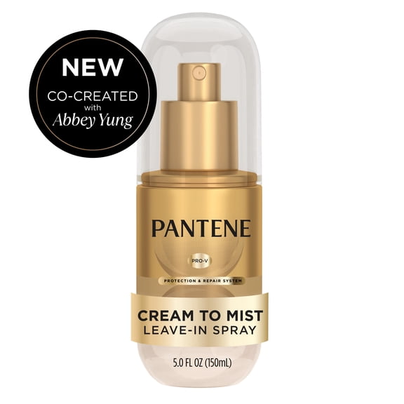 Pantene Leave In Conditioner Spray Co-created with Abbey Yung, Cream to Mist, Heat Protectant & Detangler 5 fl oz