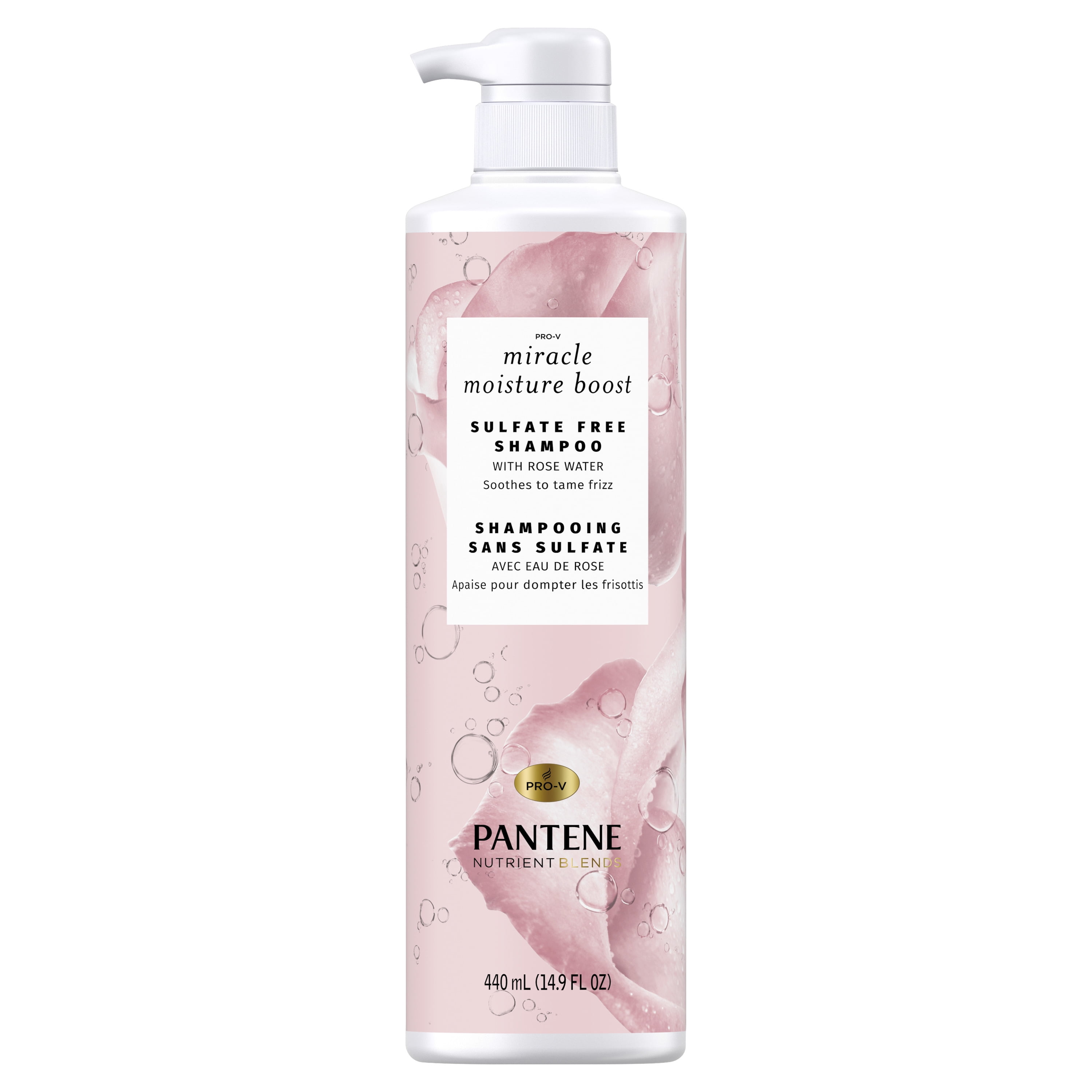 Pantene Nutrient Blends Shampoo, Miracle Moisture Boost with Rose Water, Sulfate Free, 14.9 fl oz