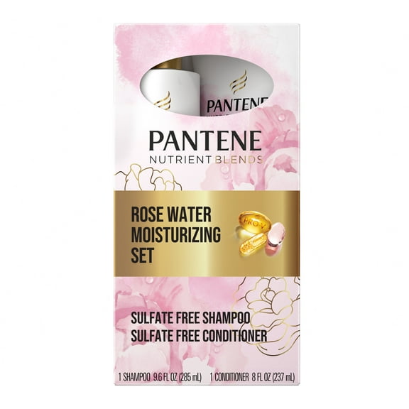 Pantene Nutrient Blends Shampoo and Conditioner, Rose Water, 8 fl oz + 9.6 fl oz