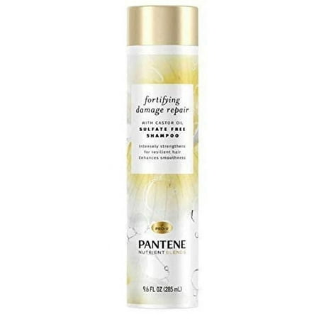 Pantene Nutrient Blends Strengthening Damage Repair Sulfate Free Shampoo with Castor Oil, 9.6 oz