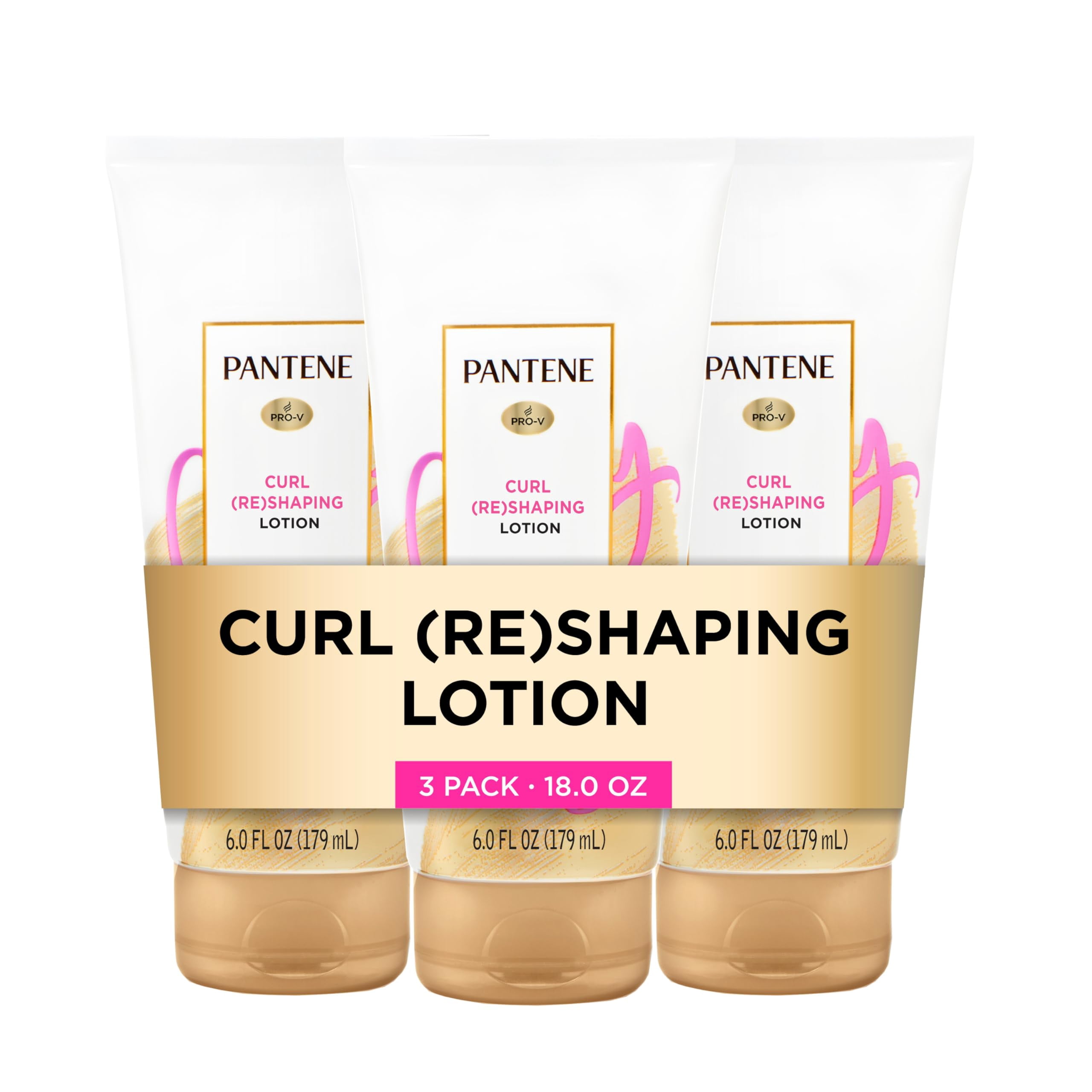 Pantene Pro-V Curl Cream OLF24 Hair Lotion, Moisturizing Curl Defining Cream, Anti Frizz for Wavy or Curly Hair, with Vitamin B5, Pack of 3, 18 oz Total