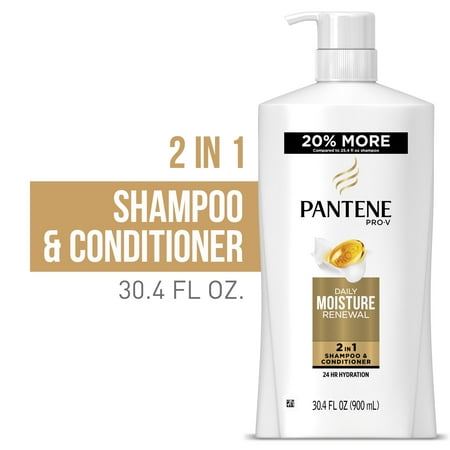 Pantene Pro-V Daily Moisture Renewal Moisturizing Detangling 2 in 1 Shampoo Plus Conditioner, 30.4 fl oz