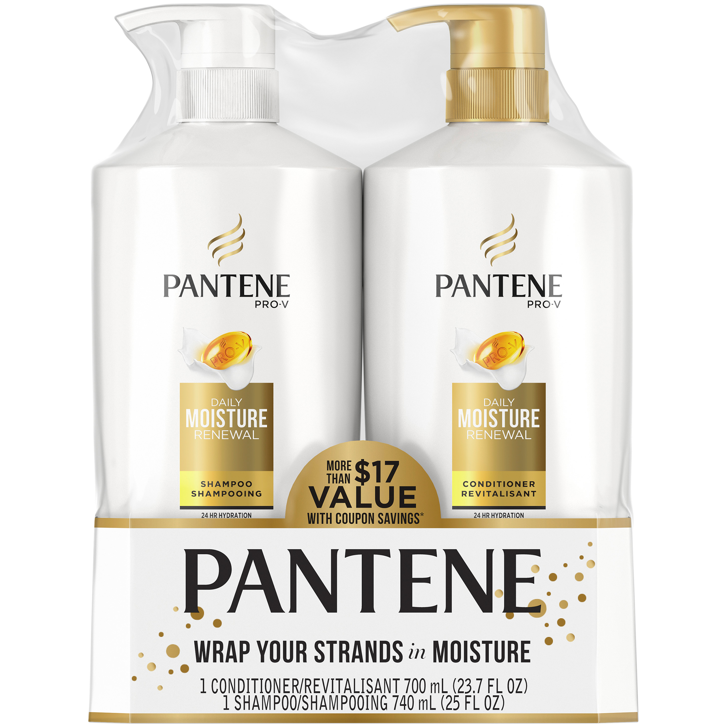 Pantene Pro-V Daily Moisture Renewal Shampoo and Conditioner Dual Pack, 48.7 fl oz - image 1 of 6