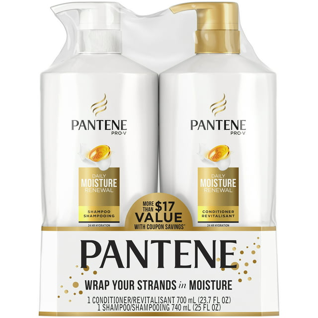 Pantene Pro-V Daily Moisture Renewal Shampoo and Conditioner Dual Pack, 48.7 fl oz