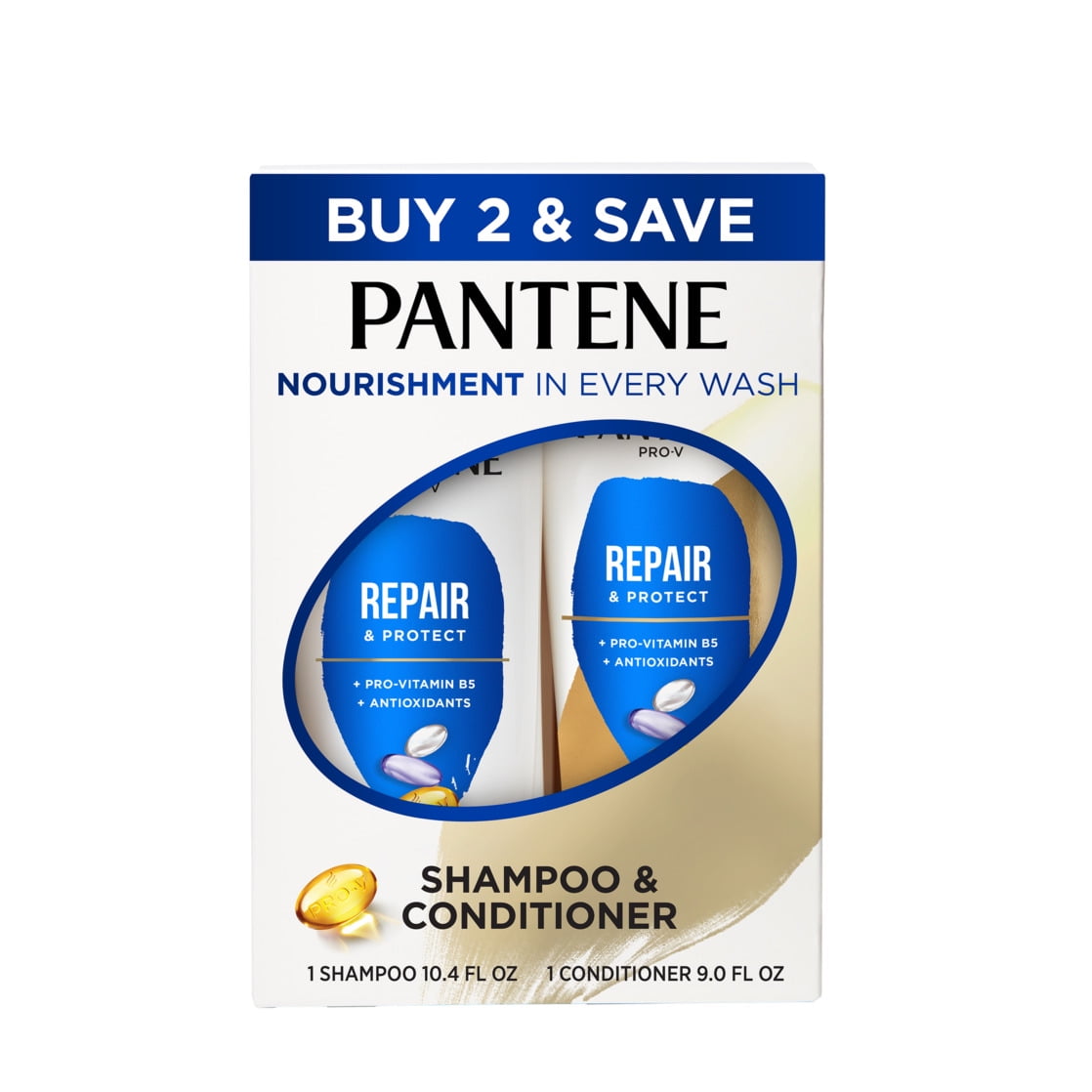 Pantene Pro-V Repair & Protect Shampoo and Conditioner, 10.4 fl oz + 9.0 fl oz