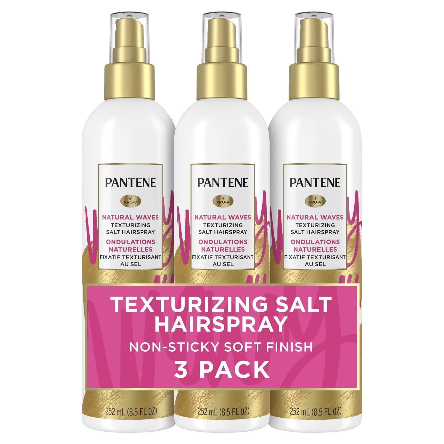 Pantene Pro-V Salt Texturizing Hairspray, No Sea Needed, Natural Waves, Pack Of 3, 25.5 Oz Total