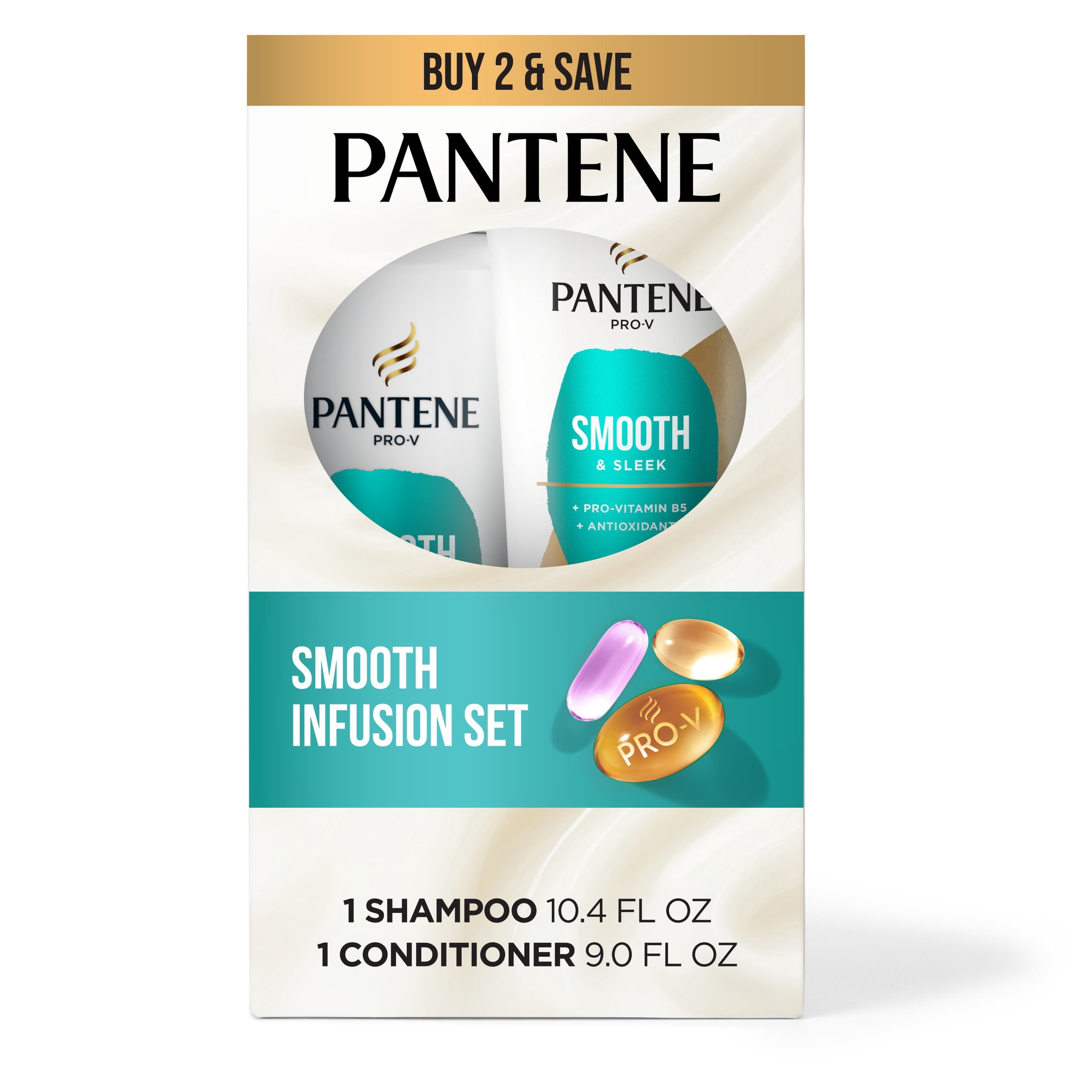 Pantene Pro-V Smooth and Sleek Shampoo and Conditioner Set, Anti