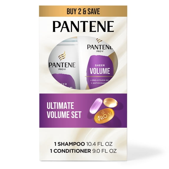 Pantene Pro-V Volume Shampoo and Conditioner Set 10.4 fl oz + 9.0 fl oz, All Hair Types