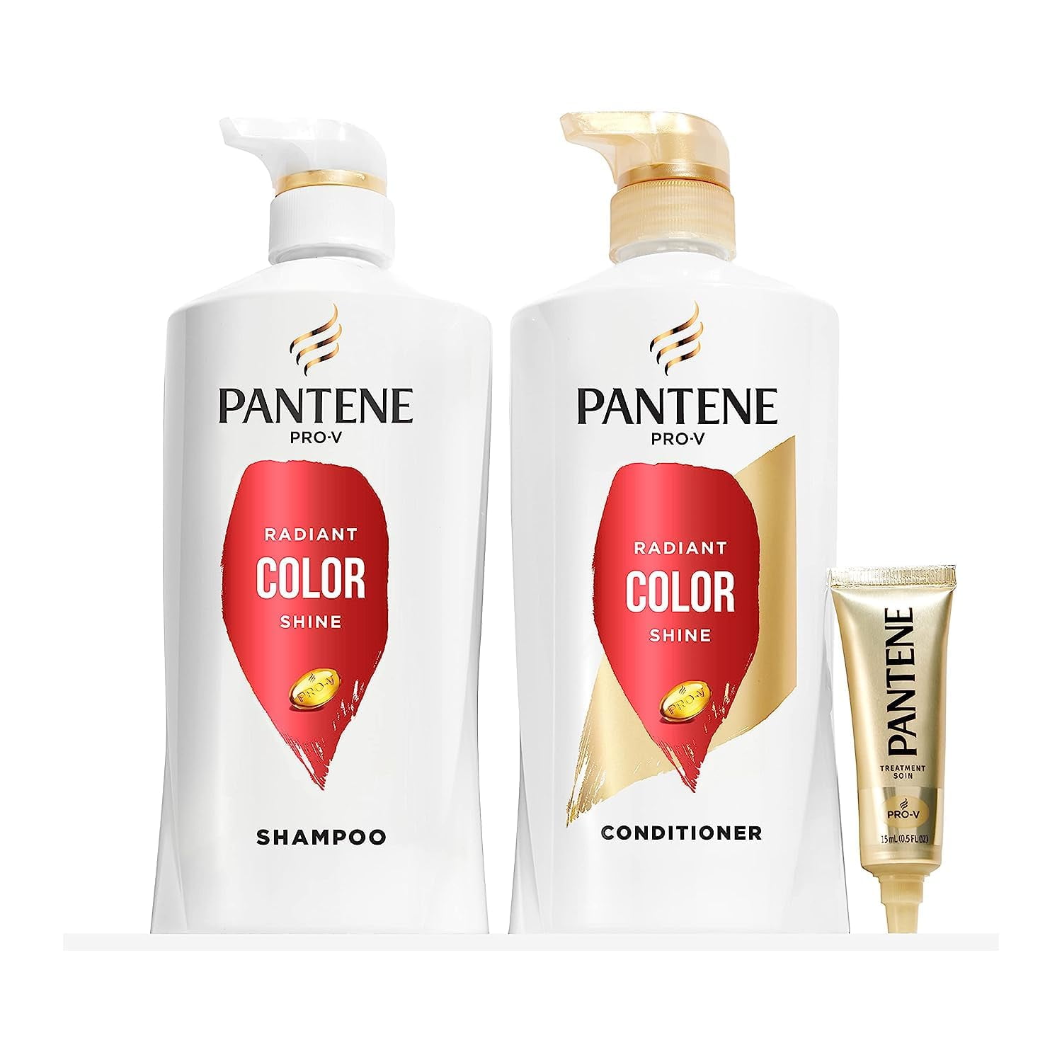 Pantene Shampoo, Conditioner And Hair Treatment Set, Radiant Color Shine, Safe For ColorTreated