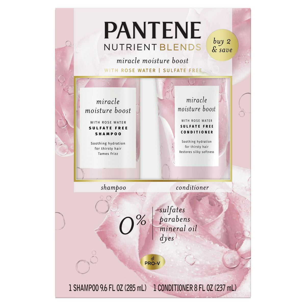 Pantene Sulfate Free Rose Water Shampoo and Conditioner Dual Pack
