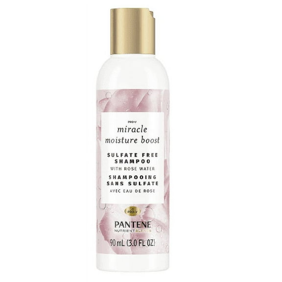 Pantene Sulfate Free Shampoo with Rosewater for Dry Damaged Hair, Color Safe, 3.0 oz