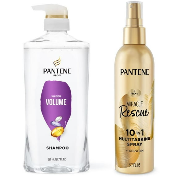 Pantene Volume Shampoo and Miracle Rescue 10 in 1 Multitasking Leave in Conditioner