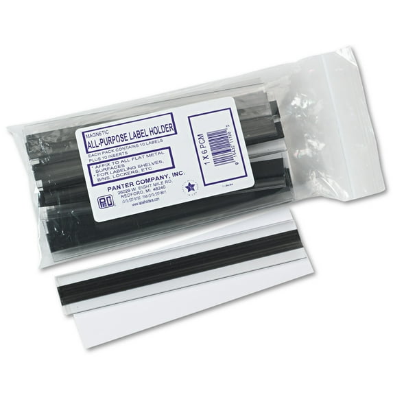 Panter Company Clear Magnetic Label Holders, Side Load, 6 x 1, Clear, 10/Pack
