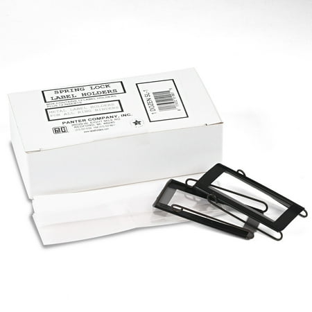 Panter Company Spring-Lock Metal Label Holders, Top Load, 1 x 2-3/4, Black/Clear, 12/Pack