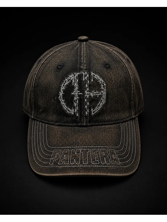 Pantera - Acid Wash with Embroidered Stitch - 6 Panel Dad Hat - Black