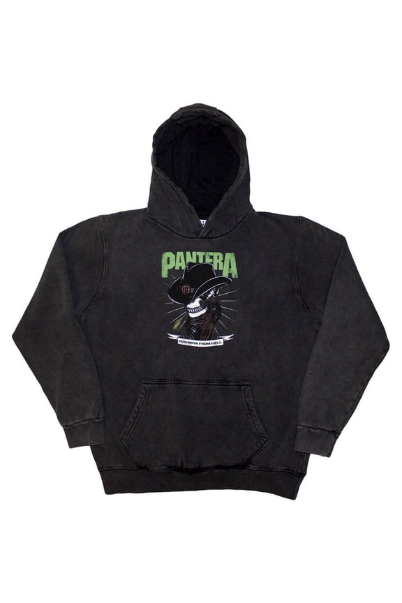 Pantera Unisex Stone Wash Pullover Hoodie Sweatshirt Skeleton Cowboy (Charcoal Grey) (XX-Large)