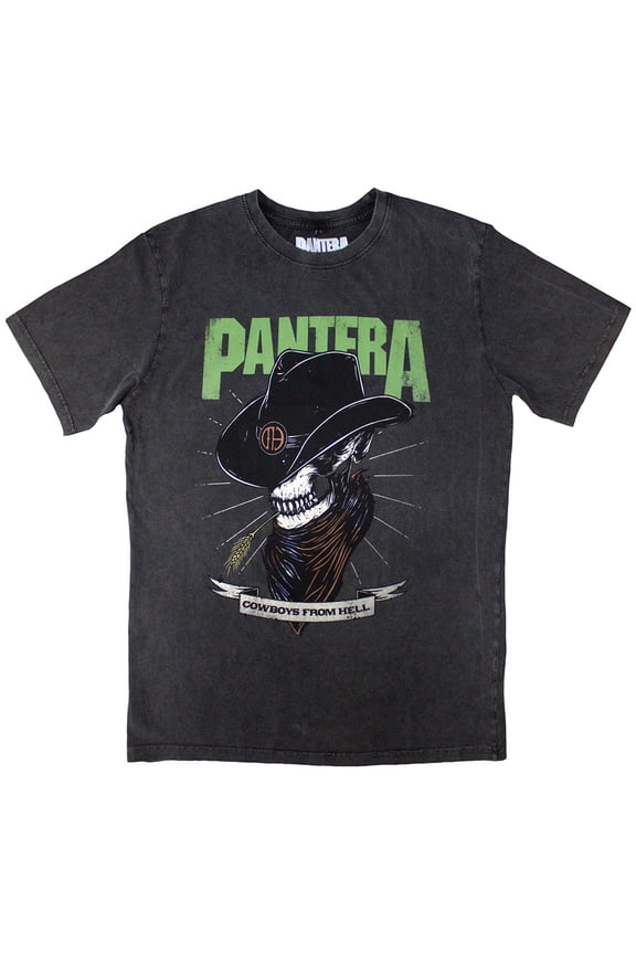 Pantera Unisex Stone Wash T-Shirt: Skeleton Cowboy Stone Wash (Medium)