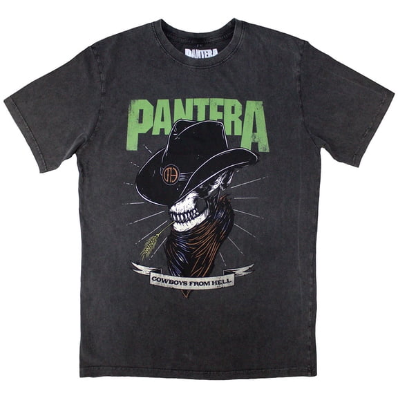 Pantera Unisex Stone Wash T-Shirt: Skeleton Cowboy Stone Wash (Small)