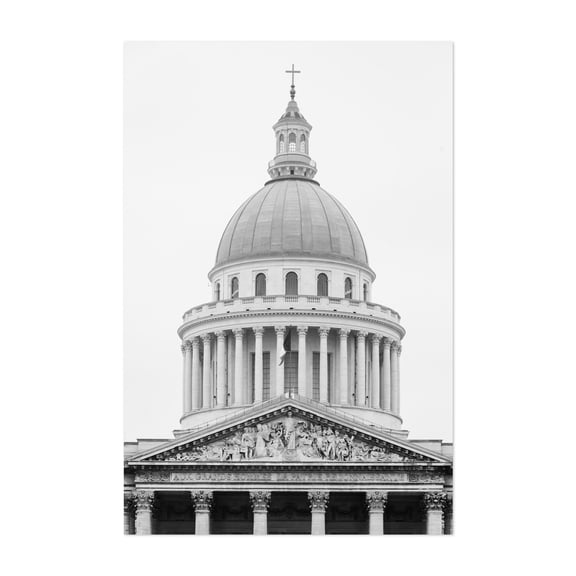 Panthéon, Paris B&W - Paris Île-de-France France Photography Unframed Wall Art Print 8 x 12 inches