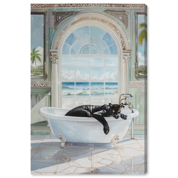 Panther Arch Bathroom Canvas Glam Bathroom Art by Art Remedy, Gallery Wrapped, 36" x 54"