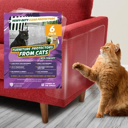 Panther Armor Cat Scratch Furniture Protector, Matte 6 Sheet Pack w 48 Pins (3XL+3L)