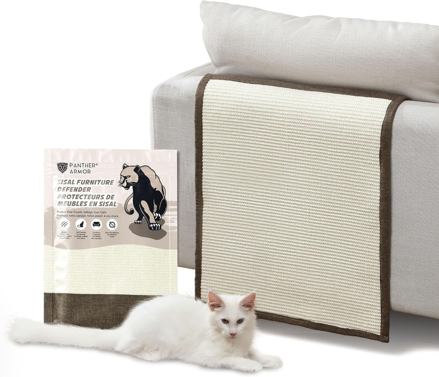 Panther Armor Cat Scratch Mats Furniture Protector from Pets for Sofa Couch Cover Natural Sisal Back Rest in Brown Walmart Business Supplies