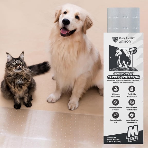 Panther Armor Scratch-Proof Carpet Protector for Cats, Clear, Standard