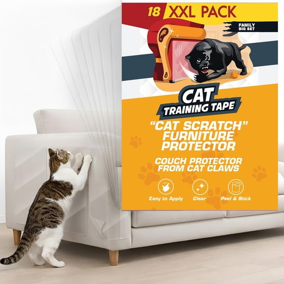 Panther Armor Couch Protector from Pet Scratching Large Clear Plastic Sticky Paws Cat Tape, 18 Pack