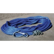 Panther Blue Polypropylene 3/8" Anchor Rope Includes No-Tie Rope Cleat and Snap Hook